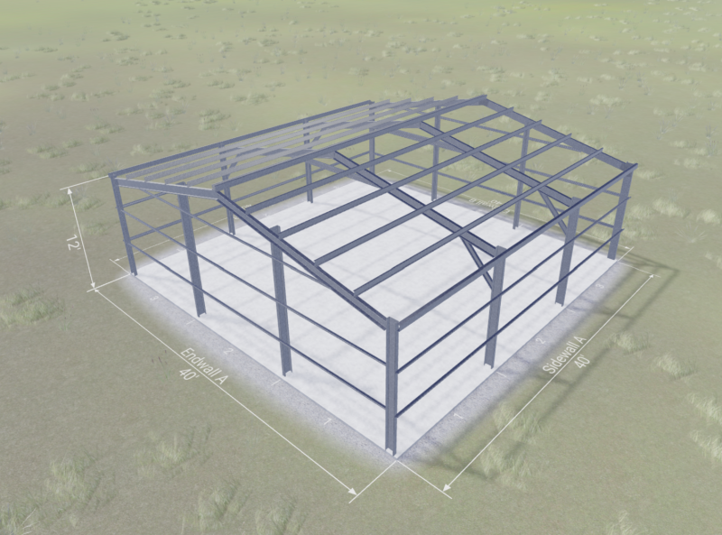 3D Rendered 40x40 Steel Building Frame