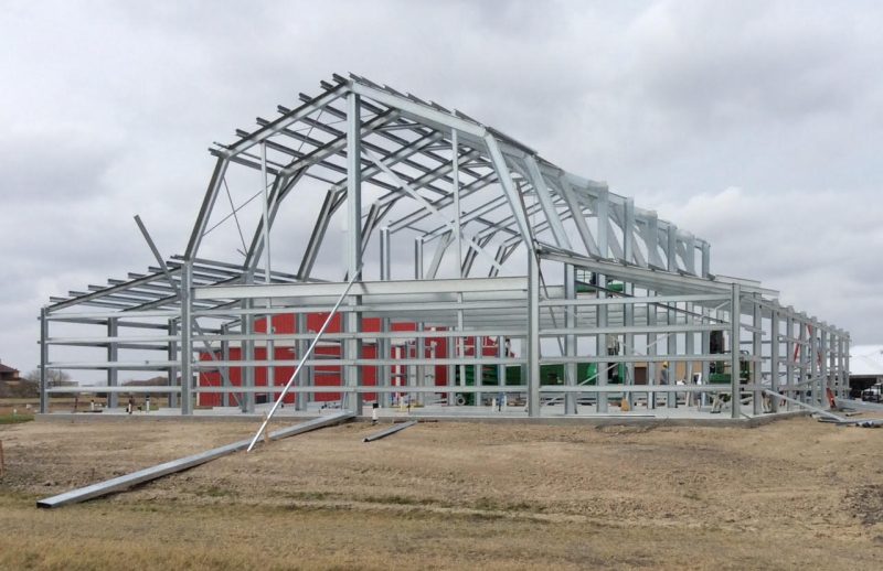 prepare for steel building, steel barn frame awaiting construction