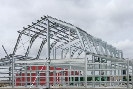 prepare for steel building, steel barn frame awaiting construction