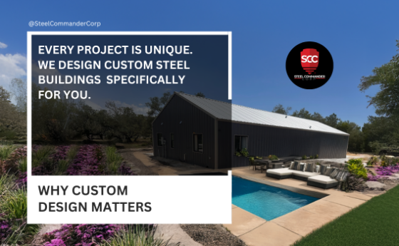 Custom steel building designed for durability and style by Steel Commander Corp.