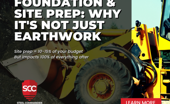 Construction site preparation machinery for foundation and site prep.