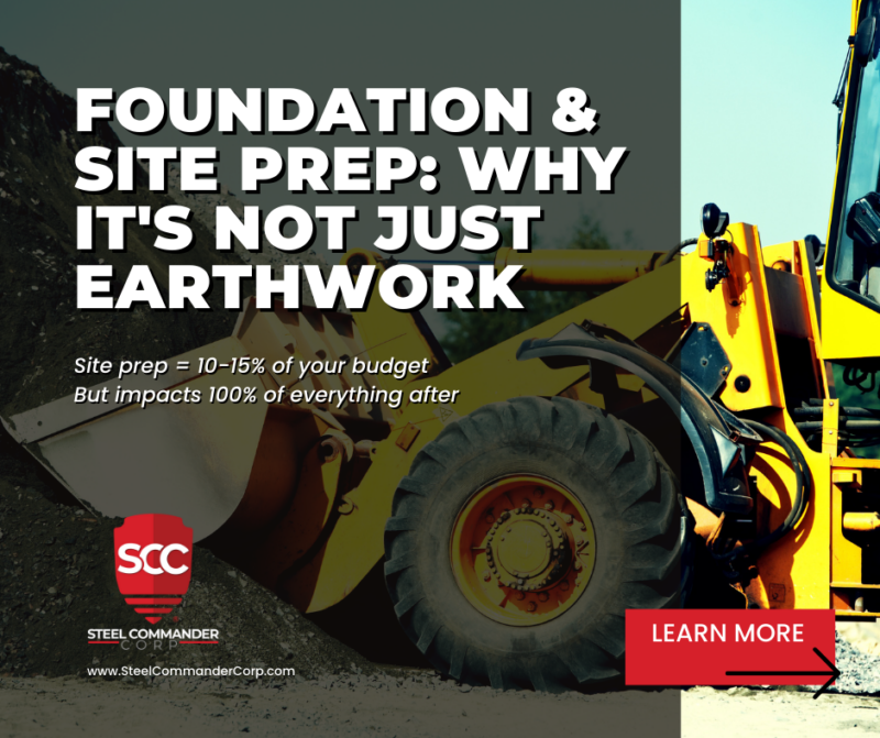 Construction site preparation machinery for foundation and site prep.