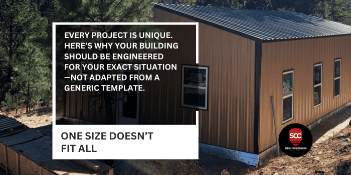 Custom engineered building by Steel Commander Corp for unique project needs.