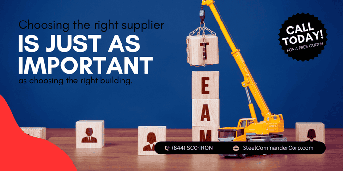 Prefabricated metal building construction by Steel Commander Corp.