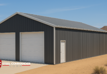Steel Commander Corp manufactures custom prefab steel building and garage kits for commercial, residential, and storage use. Factory-direct pricing. All 50 states. Get a free quote today.