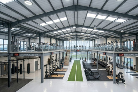 Two-Story Gym Floor Plan in Steel Facility by Steel Commander Corp metal buildings